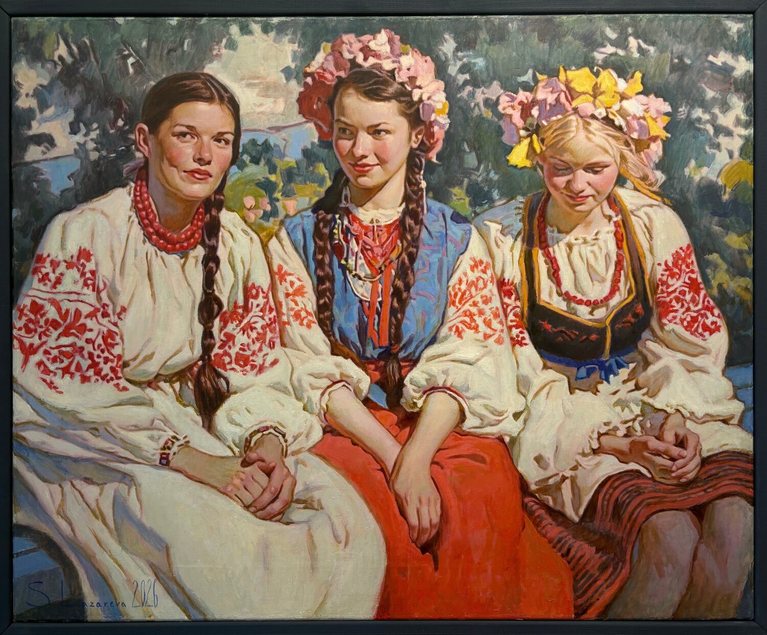 "With Daughters" Svetlana Lazareva Dipinto originale in vendita