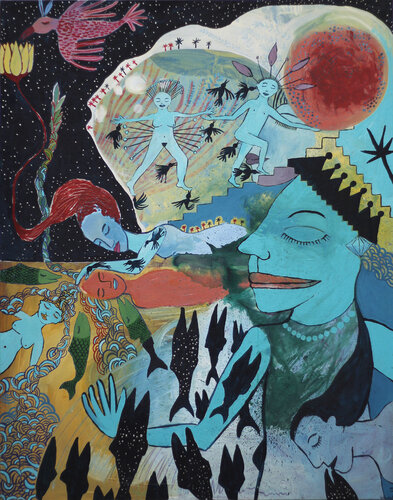 Begegnung, 3 Welten van Julia Brömsel, Schilderij te koop op Singulart