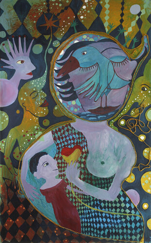 Große Mutter - Süßer Nektar des Lebens van Julia Brömsel, Schilderij te koop op Singulart