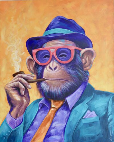 Simios al Poder van Alex Bermudez, Schilderij te koop op Singulart