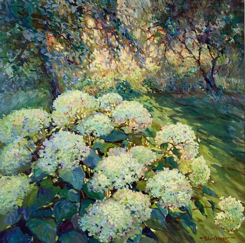 Hortensie in meinem Garten. van Liudmila Shertsinger, Schilderij te koop op Singulart