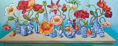 Mohn und Tulpen. von Liudmila Shertsinger, Malerei kaufen auf Singulart