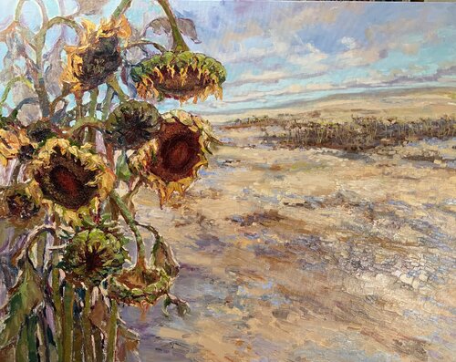 Noch einmal …..über Sonnenblumen von Liudmila Shertsinger, Malerei kaufen auf Singulart