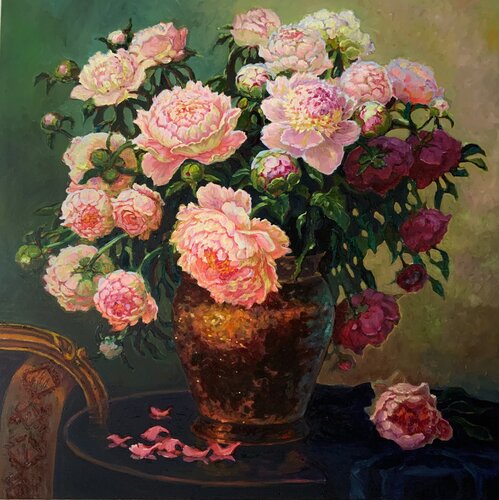 Piones rosa. von Liudmila Shertsinger, Malerei kaufen auf Singulart