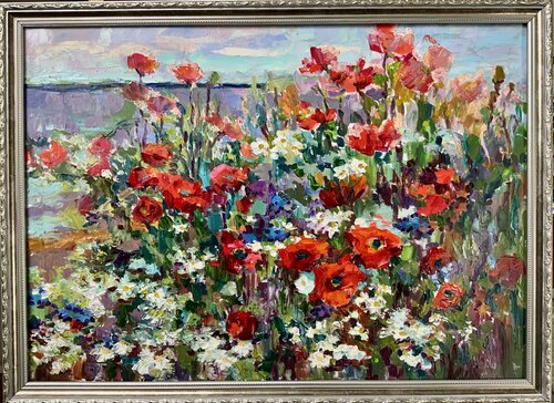 Mohn auf dem Hügel de Liudmila Shertsinger, Pintura a la venta en Singulart