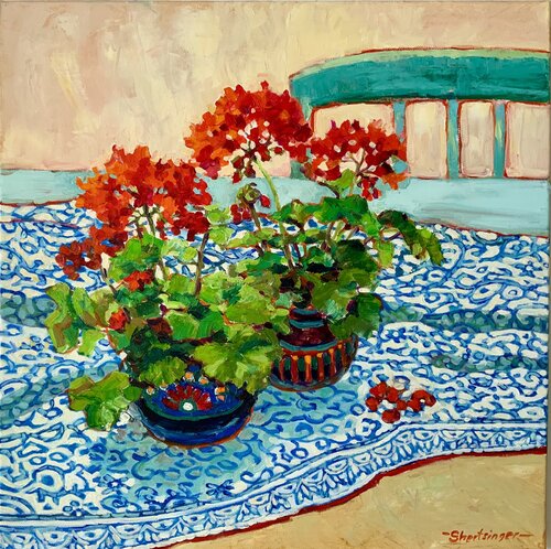 Rote Geranie de Liudmila Shertsinger, Pintura a la venta en Singulart