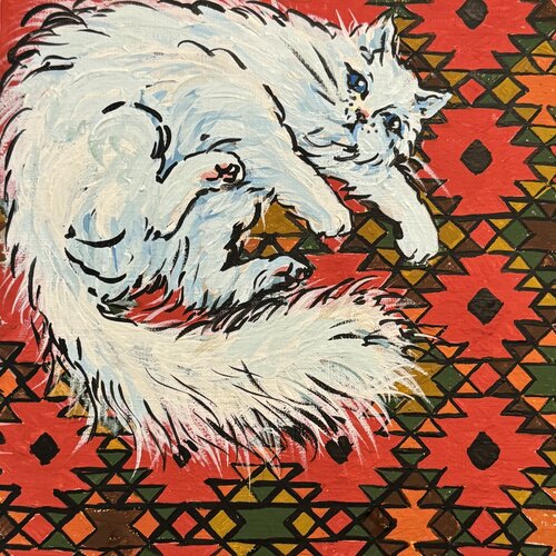 White cat di Ekaterina Dutkevich, Pittura in vendita su Singulart