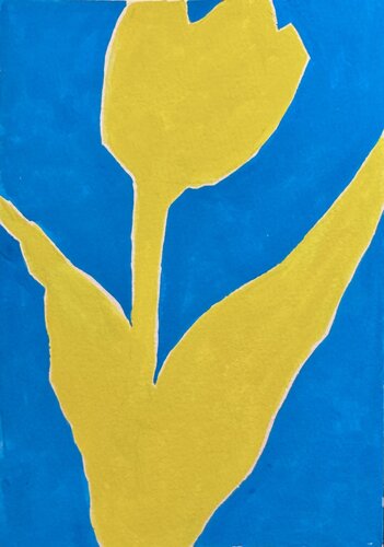 Tulip in yellow and blue von Ekaterina Dutkevich, Malerei kaufen auf Singulart