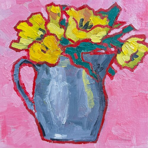 Yellow flowers bouquet di Ekaterina Dutkevich, Pittura in vendita su Singulart