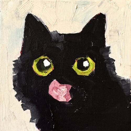 Black cat van Ekaterina Dutkevich, Schilderij te koop op Singulart