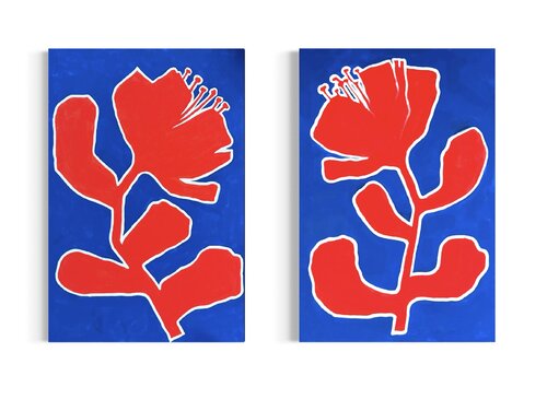 Red flowers | diptych de Ekaterina Dutkevich, Pintura a la venta en Singulart