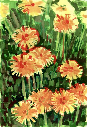 Dandelions field by Ekaterina Dutkevich, Painting for Sale on Singulart
