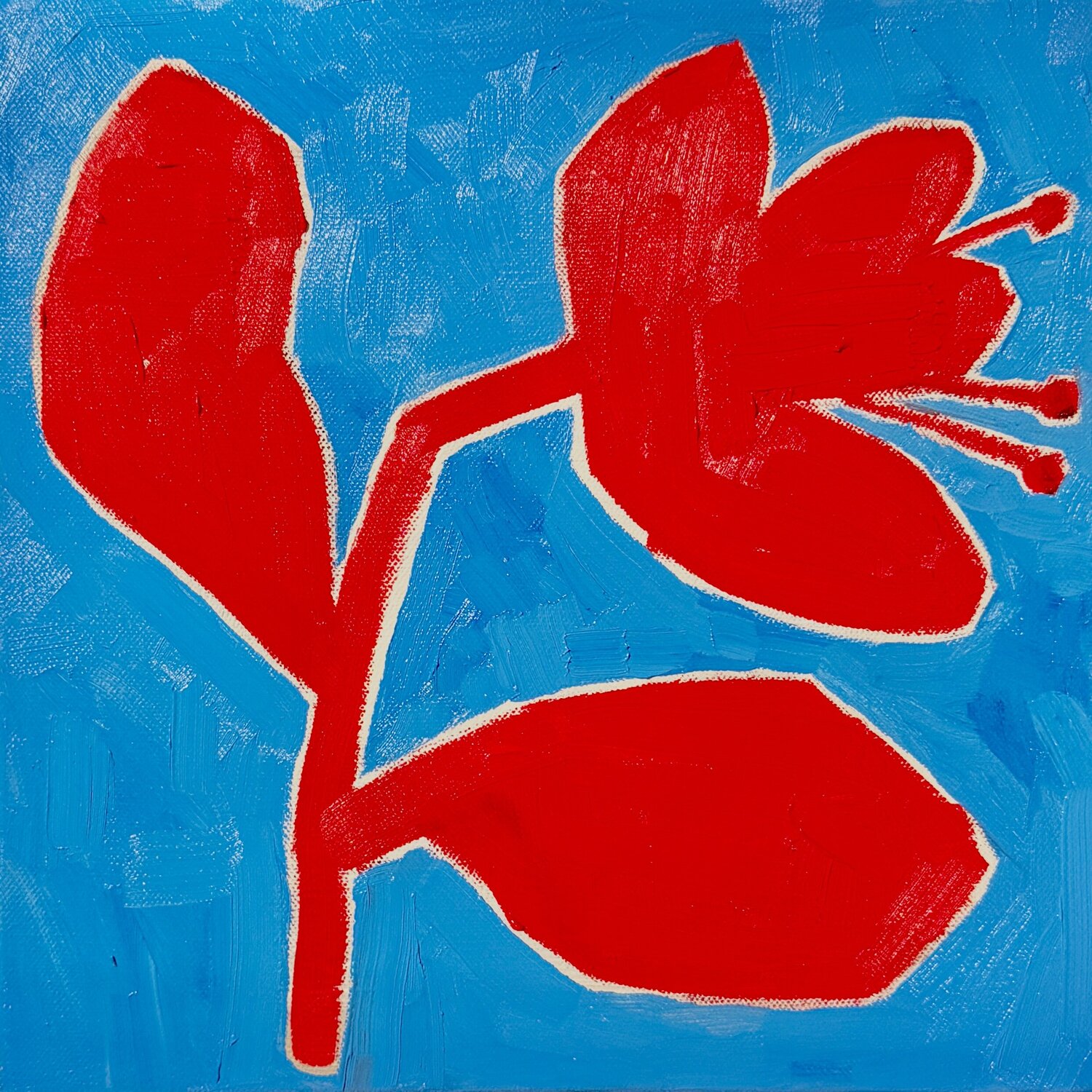 Red flower on blue Ekaterina Dutkevich