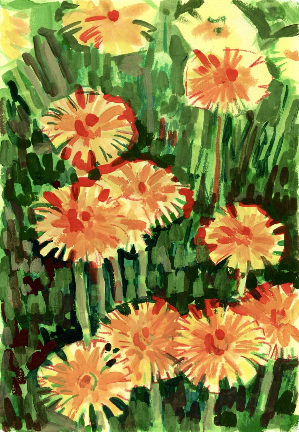 Dandelions field Ekaterina Dutkevich Original painting for sale
