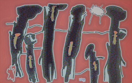 "Family portrait over time (everyone in their own skin)" by Robert Loecker, Painting for Sale on Singulart