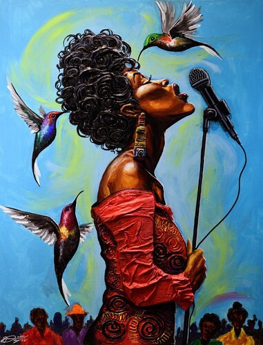 Hummingbird's Song von Dion Jay Pollard, Malerei kaufen auf Singulart