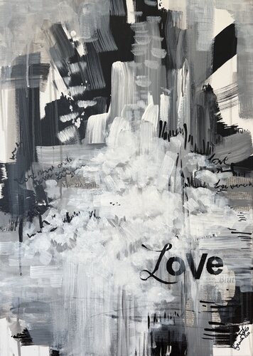 Black & White Heaven LOVE de Bianca Fels, Pintura a la venta en Singulart