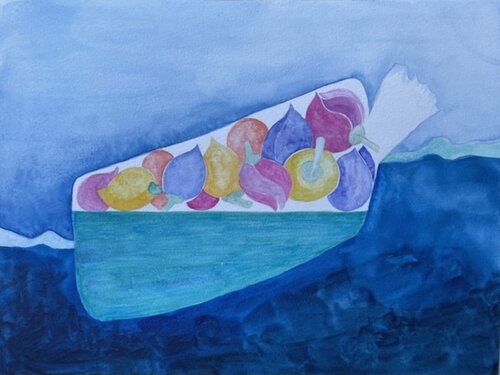 Bouteille à la Mer pleine de Lotus. Bottle at sea, full of Lotuses Charlotte Franchisey