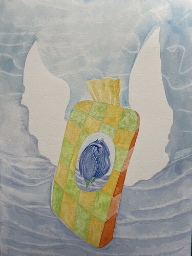 Ailes de Colombe et Fleur de Lotus Bleu. van Charlotte Franchisey, Werk op papier te koop op Singulart