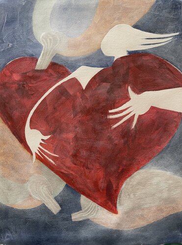 Lotus le Coeur se Balade. The Heart Strolls. von Charlotte Franchisey, Malerei kaufen auf Singulart