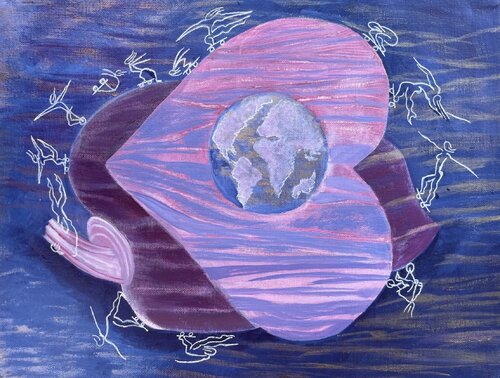 En Skate et à Vélo, l'Incroyable voyage autour du Monde. On Skate and Bikes, an Incredible Journey around the World. by Charlotte Franchisey, 油畫 for Sale on Singulart