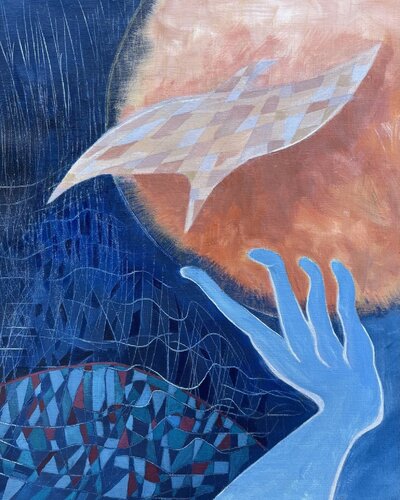 Attraper la Lune, c'est possible. Catch the Moon, It's possible. de Charlotte Franchisey, Pintura a la venta en Singulart