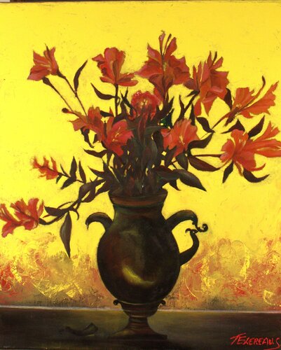 Astroemeres au vase brisé von Stephane Texereau, Malerei kaufen auf Singulart