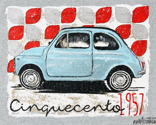 Cinquecento 1957 Celeste by Stefano Berardino, 회화 for Sale on Singulart
