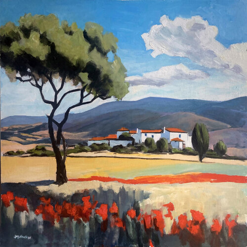 Red Poppies at the Edge of Summer von JUAN MANUEL SANCHEZ RODRIGUEZ, Malerei kaufen auf Singulart