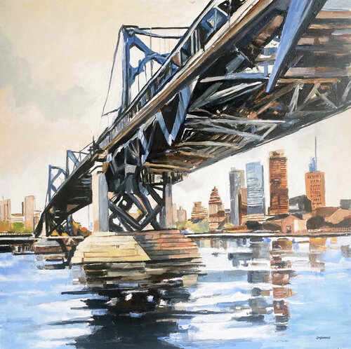 Under the City Bridge View par JUAN MANUEL SANCHEZ RODRIGUEZ, Peinture en vente sur Singulart