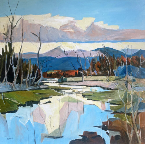 Serene Landscape with Reflections von JUAN MANUEL SANCHEZ RODRIGUEZ, Malerei kaufen auf Singulart