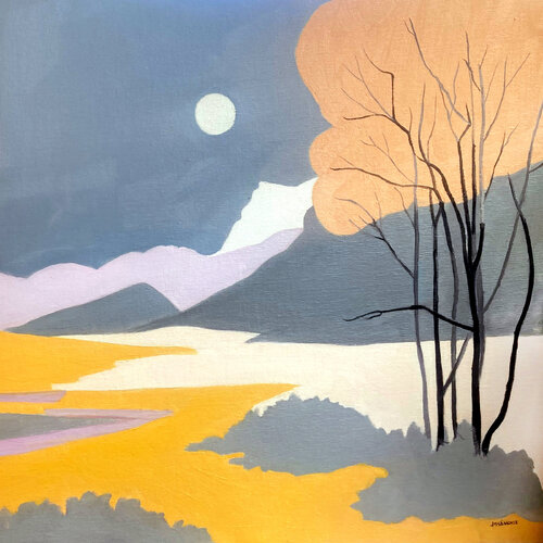 Golden Fields Beneath Full Moon von JUAN MANUEL SANCHEZ RODRIGUEZ, Malerei kaufen auf Singulart