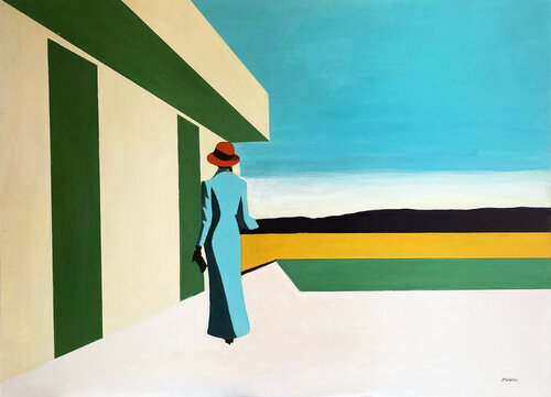 La mujer del sombrero rojo de JUAN MANUEL SANCHEZ RODRIGUEZ, Pintura a la venta en Singulart