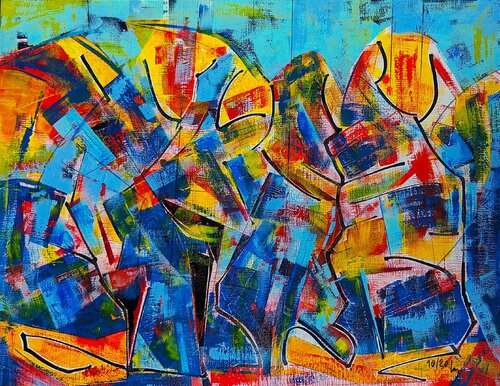Herbst im Schillerpark in Landau van Wolfgang Hey, Schilderij te koop op Singulart