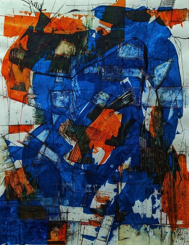 Symphonie in Blau und Orange van Wolfgang Hey, Schilderij te koop op Singulart