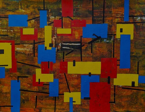 rot-gelb-blau 4 von Wolfgang Hey, Malerei kaufen auf Singulart