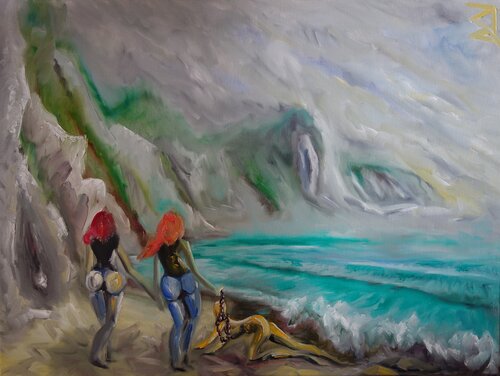 Pärchen an der Kreideküste und Seenebel von Sven Janotta, Malerei kaufen auf Singulart