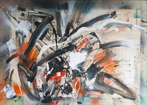 Bauzeichnung gestisch übermalt Jürgen Wagner