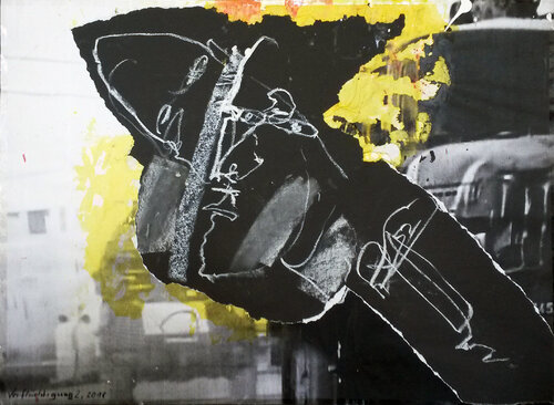Collage gestisch übermalt - freie Fahrt? by Jürgen Wagner, Work on Paper for Sale on Singulart