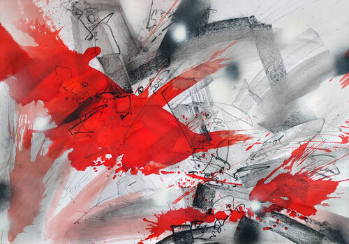 Haha in Rot par Jürgen Wagner, Peinture en vente sur Singulart