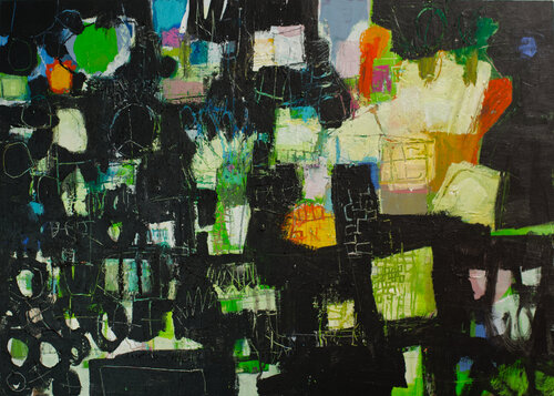 Black Abstraction 1 van Junichi Oboshi, Schilderij te koop op Singulart