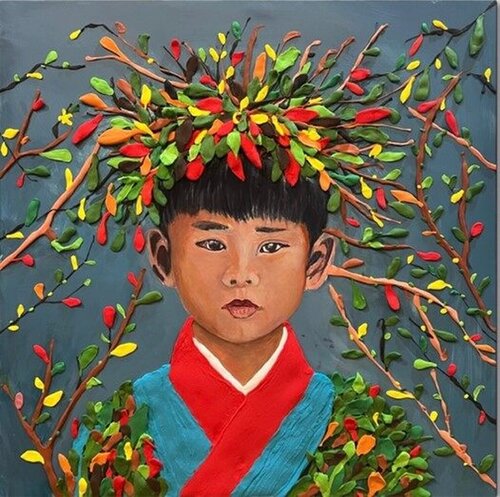 Childhood's Verdant Crown van Mentwab Easwaran, Schilderij te koop op Singulart