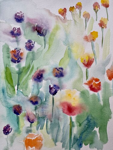 Spring tulips show di Elizaveta Selezneva, Pittura in vendita su Singulart