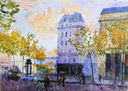 Autumn Evening, Paris by Marcel Gatteaux, Painting for Sale on Singulart