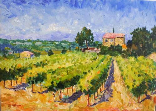Vines at Venasque, Provence van Marcel Gatteaux, Schilderij te koop op Singulart
