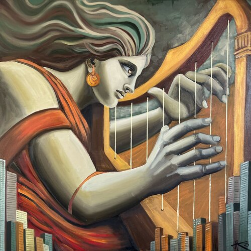 GIANTS PLAY THE ARP II by Tom Roy, Painting for Sale on Singulart