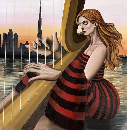GIANTS PLAY THE ARP III by Tom Roy, Painting for Sale on Singulart