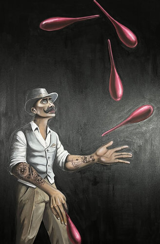 THE JUGGLER van Tom Roy, Schilderij te koop op Singulart