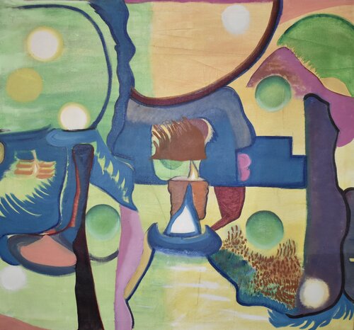 Las Esferas, las velas y las llamas van Ana Bravo, Schilderij te koop op Singulart