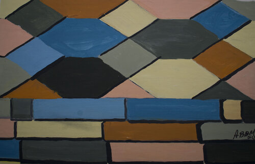 El Muro y los Rombos van Ana Bravo, Schilderij te koop op Singulart